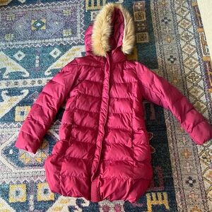 Uniqlo waterproof Puffer Coat parka Children’s 13 with faux fur hood
